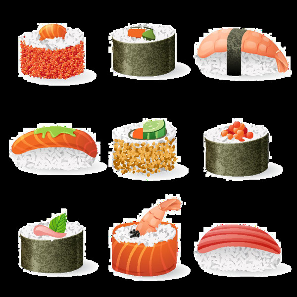 清新寿司卷料理美食装饰元素