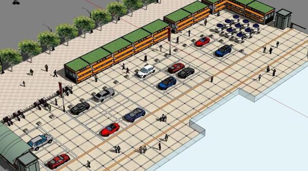 SketchUp景观模型某商业小广场