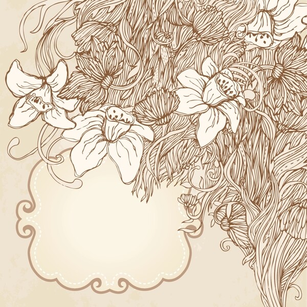 手绘素描花朵背景