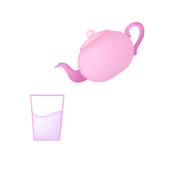粉色的茶壶茶杯插画
