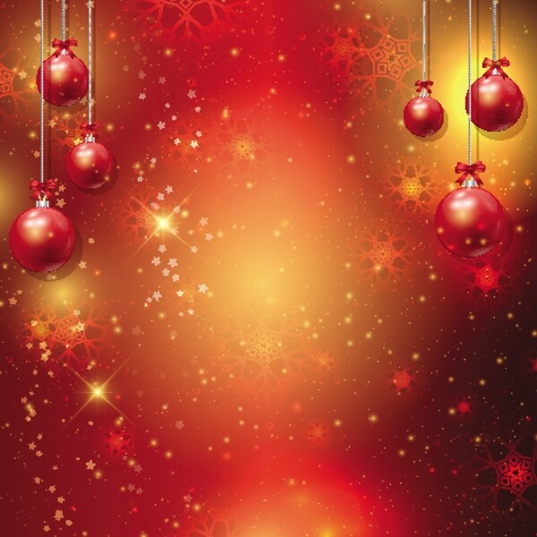 红色圣诞吊球背景