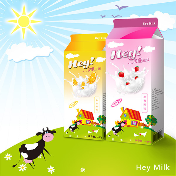 卡通牛奶包装盒设计免费下载