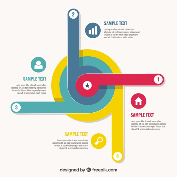 具有圆形形状的现代信息图模板