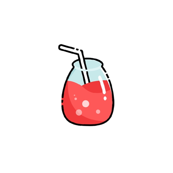 卡通红色草莓果汁