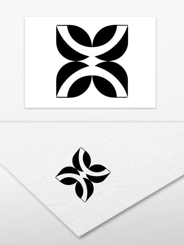 简约黑白对称3d字母logo