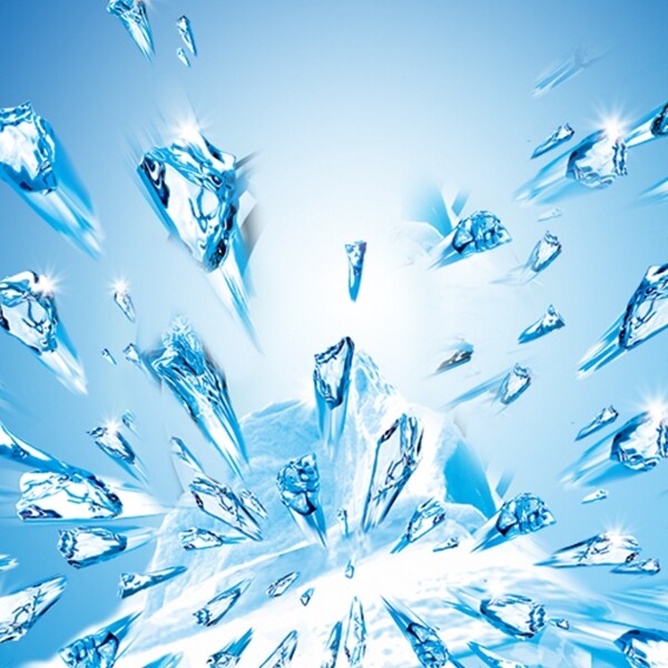 蓝色冰块冰箱PSD分层主图背景素材