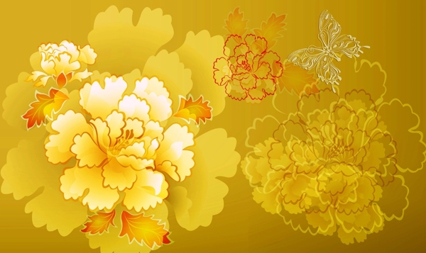 金黄色牡丹花图片
