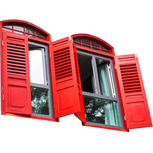 两个红色窗户PNG素材