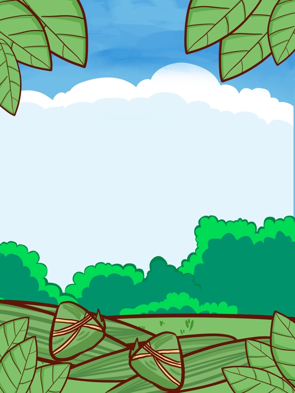 端午节植物风景手绘背景