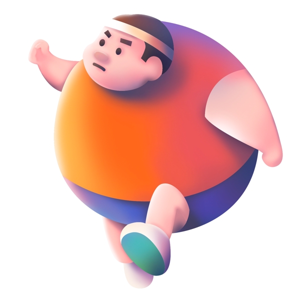 胖子运动健身插画