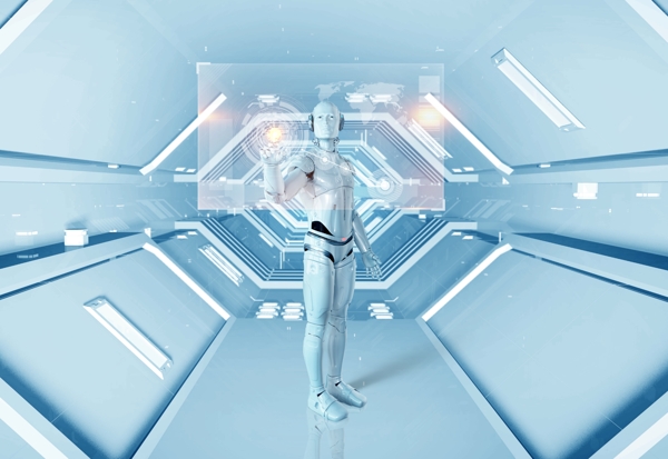 未来科技智能机器人物太空舱背景