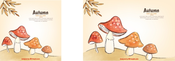 水彩画秋组成的蘑菇