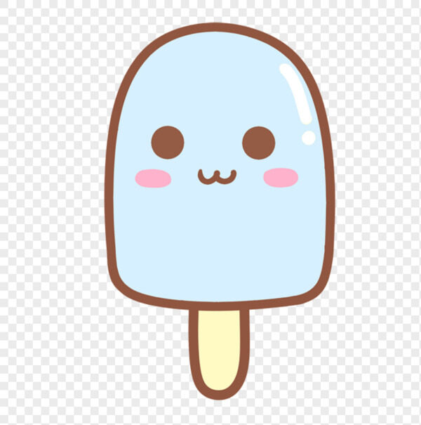 手绘卡通圆眼睛小嘴巴蓝色卖萌红脸蛋小冰棍