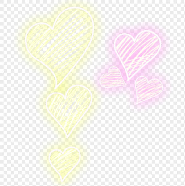 情人节黄色粉色手绘线条不规则爱心