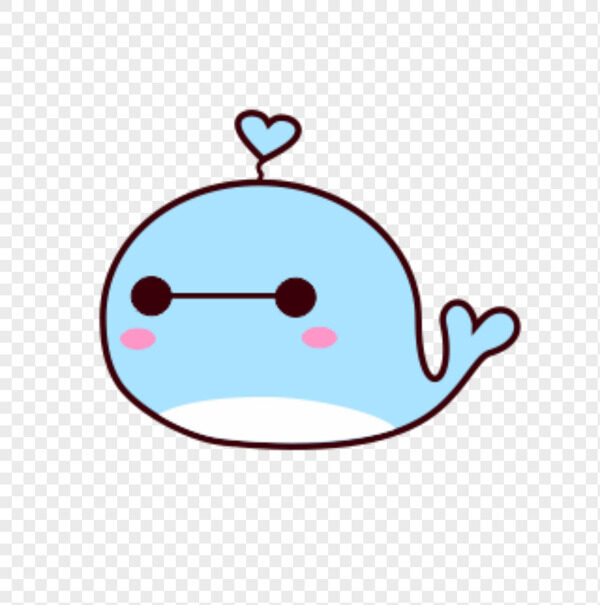 手绘卡通蓝色卖萌小鲸鱼腮红爱心