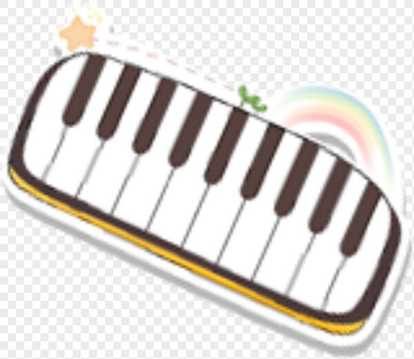 卡通手绘黑白键电子琴彩虹星星装饰爱音乐