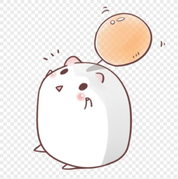 胖胖白色小仓鼠拉着橙色气球惊讶看天空