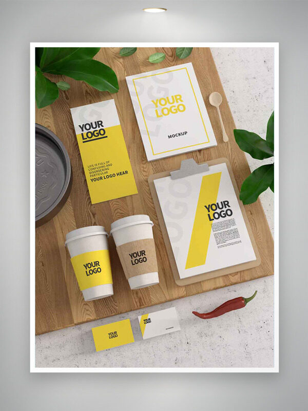 简约黄白风品牌物料视觉样机