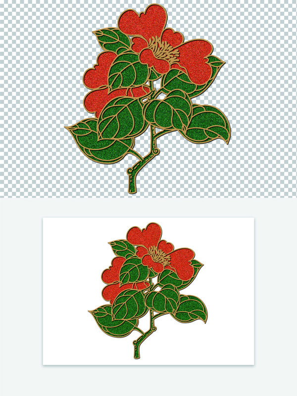 创意植物手绘插画大红花