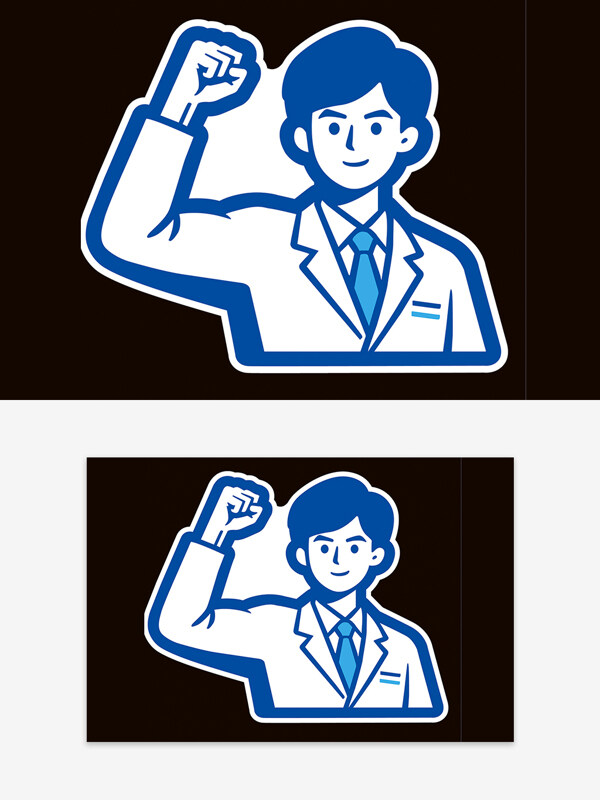 简约蓝色卡通职场男生人物画像