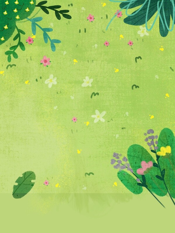 绿色草地小花植物背景设计