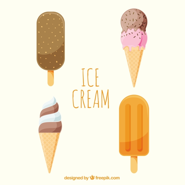 美味的冰淇淋雪糕插图矢量素材