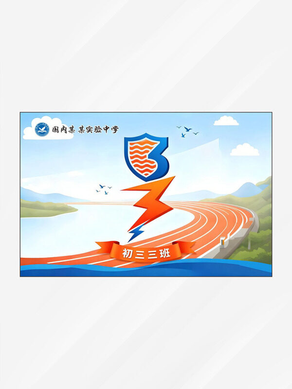 清新简约自然跑道背景班级运动会班旗