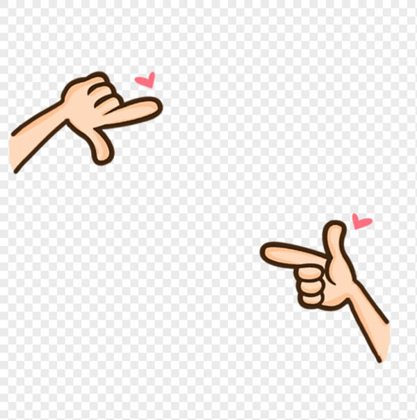 卡通两个八字手在拍照比心手势元素