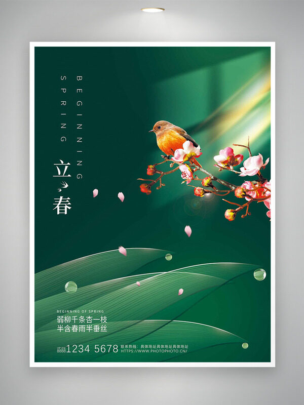 弱柳千条杏一枝半含春雨半垂丝立春海报