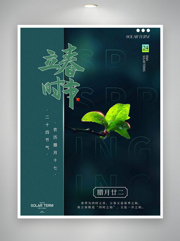 立春时节新芽始发简约风格海报