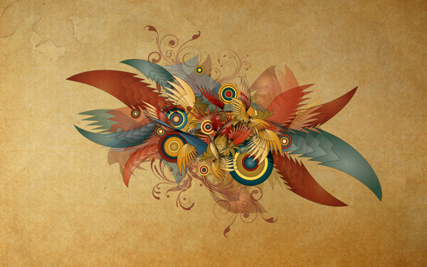 漂亮的彩色翅膀的本地模式设计