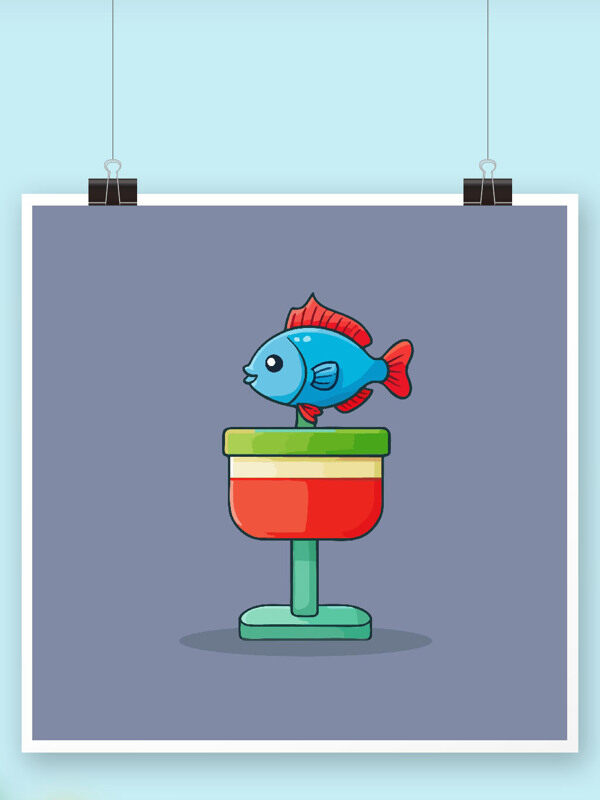 蓝鱼坐绿色水缸邮箱