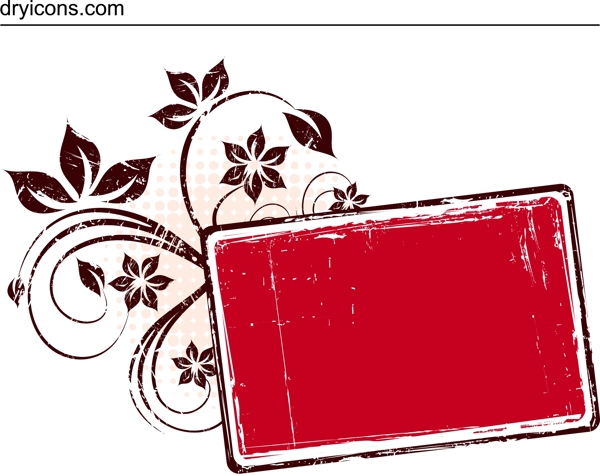红色的花的垃圾帧矢量