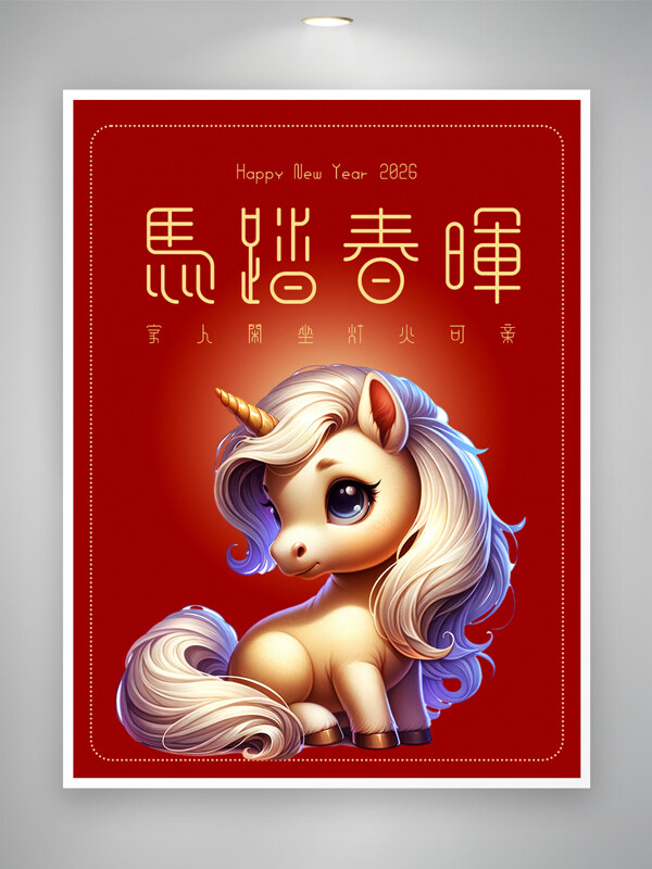 家人闲坐灯火可亲马踏春晖马年节日海报