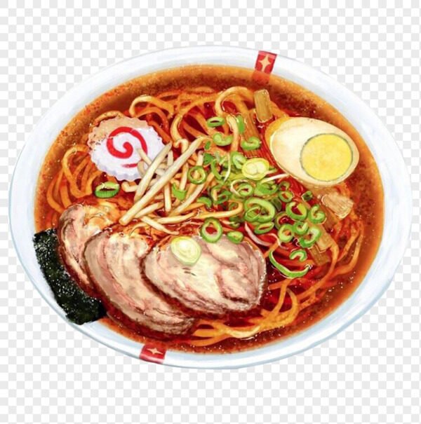 手绘大块牛肉海鲜鸡蛋海苔粗拉面日式料理免抠美食元素