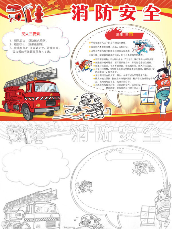 可爱简约消防安全消防知识手抄报