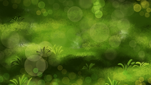 朦胧唯美绿色植物插画背景设计