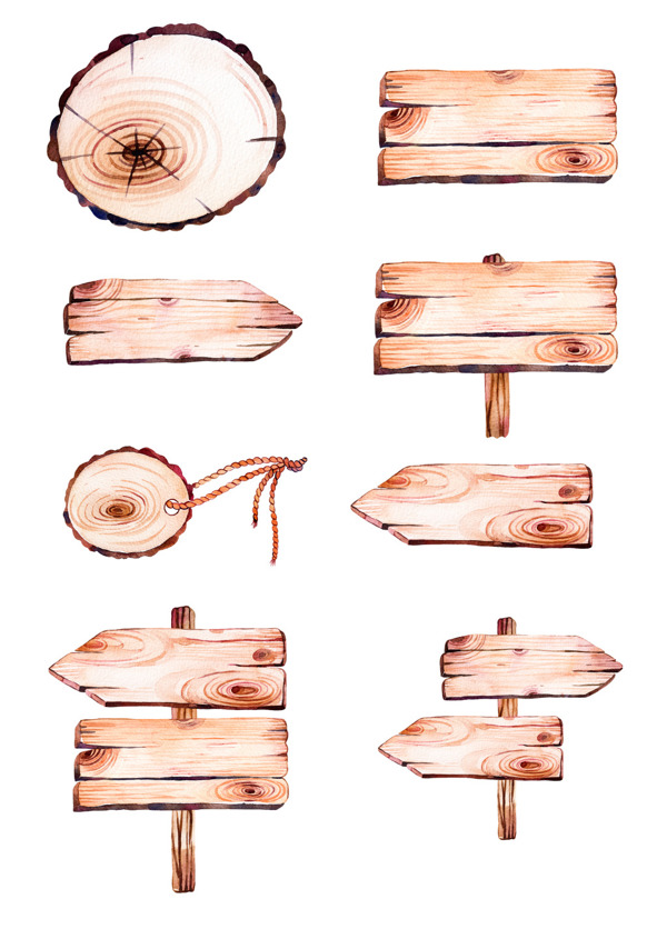 水彩木板高清组图PNG