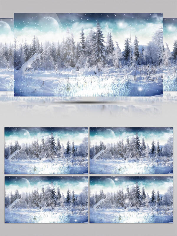 唯美冬季松树林雪景视频素材