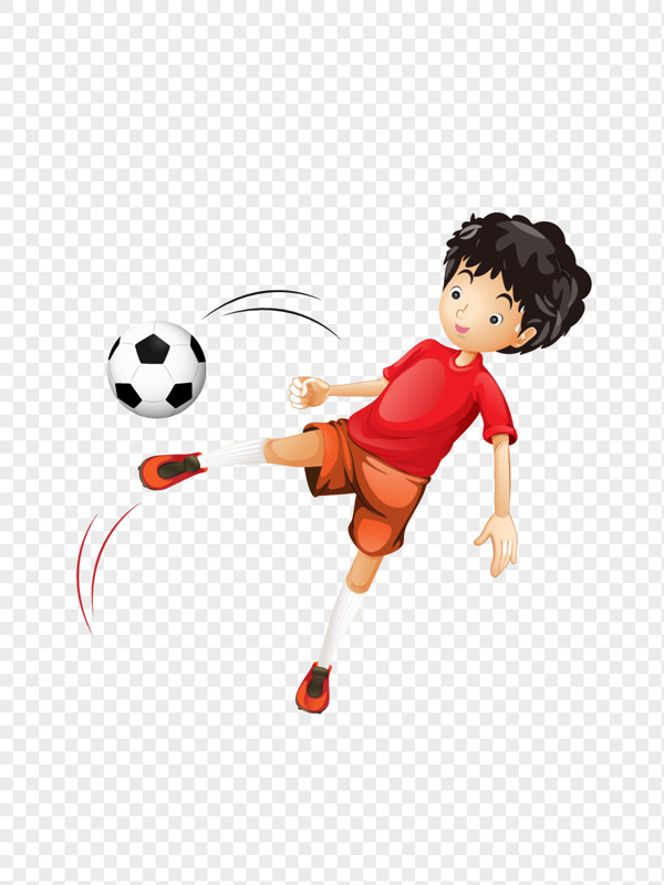 中国红色卡通风格足球运动员免抠矢量