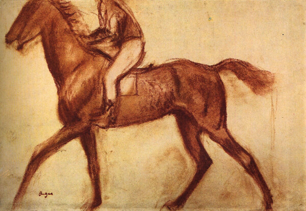 骑马人物油画