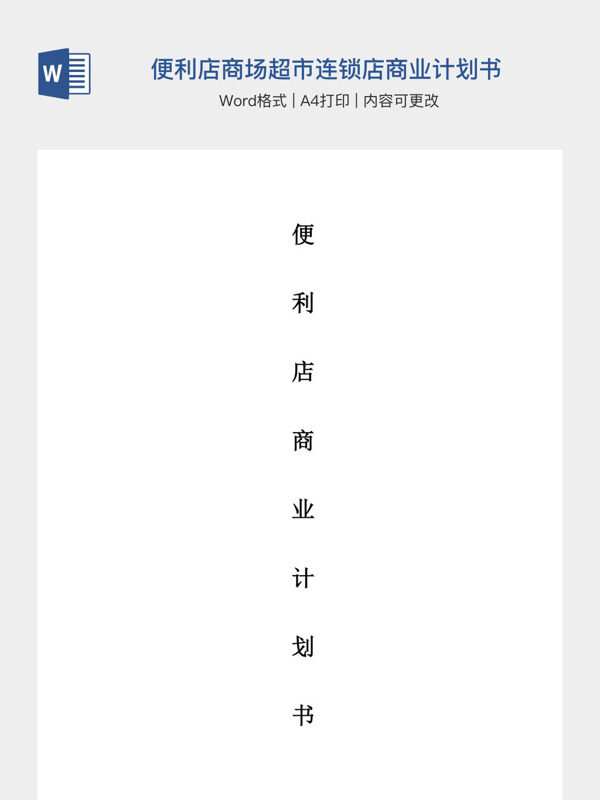 便利店商场超市连锁店商业计划书