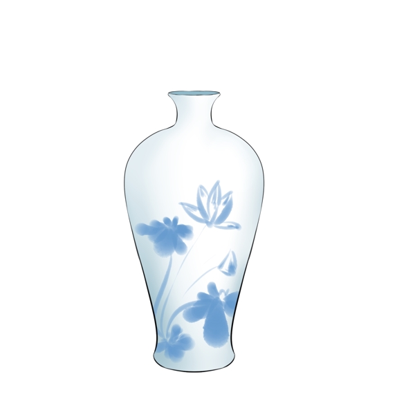 白色的青荷花瓷瓶