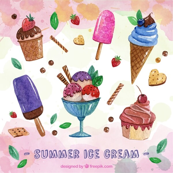 6款美味夏日雪糕冰激凌矢量素材