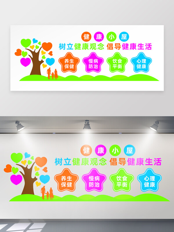 健康小屋爱心形象墙