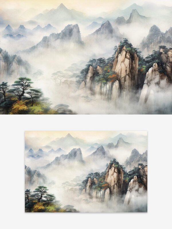 传统中国大气山水背景图