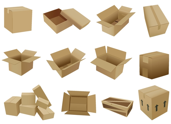 纸箱和纸盒矢量