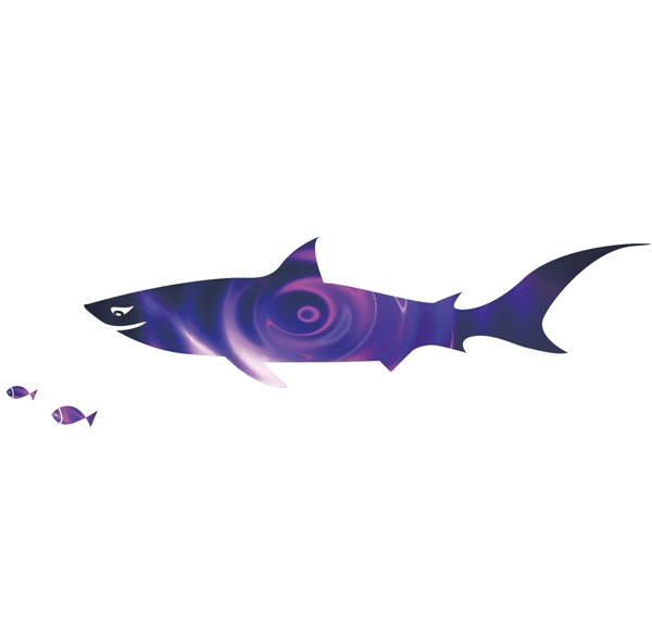 矢量紫色炫光海洋鲨鱼免抠