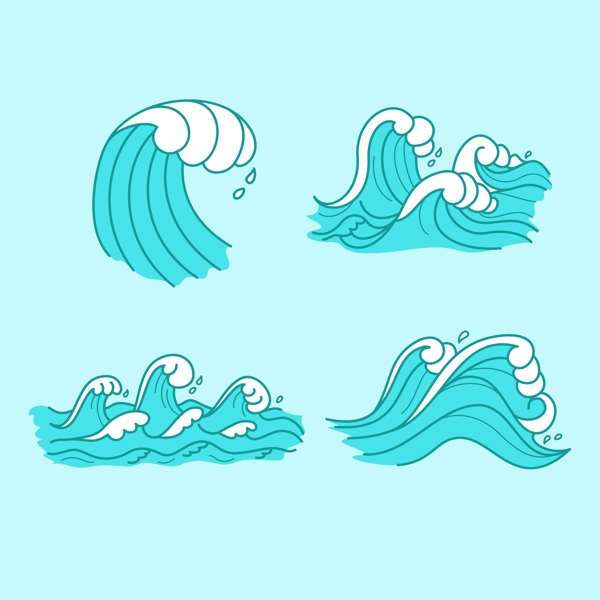 四款装饰海浪水纹