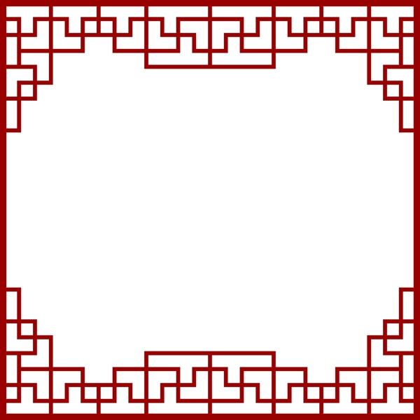 中国风红色窗格纹矢量文字边框海报边框透明png